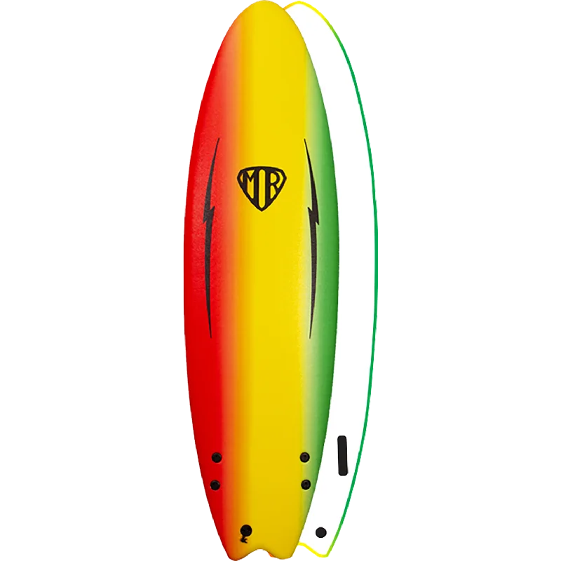 Ocean and Earth Soft Top Surfboard Ezi-Rider Mr. Twin 6'6" Spray Rainbow