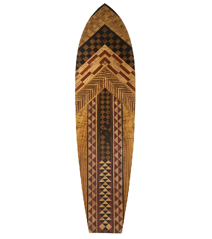 Hawaiian Marquetry Surfboard "Symbols"by Leleo Kinimaka