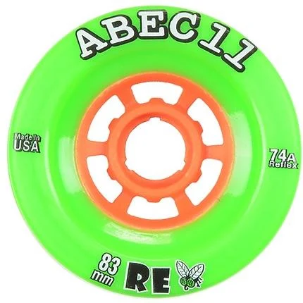 ABEC 11 Wheels Refly 83mm 74a Lime/ Black Skateboard Wheels 4 Pack