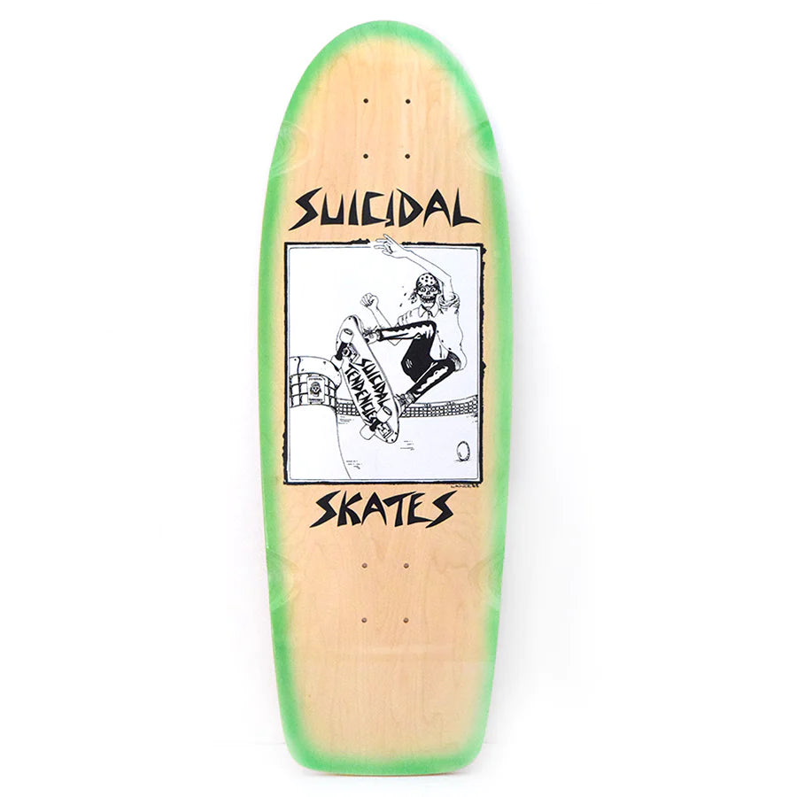 Suicidal Skates Pool Skater 70's Classic Skateboard Deck Natural/Green Fade - 10.0 x 30.0