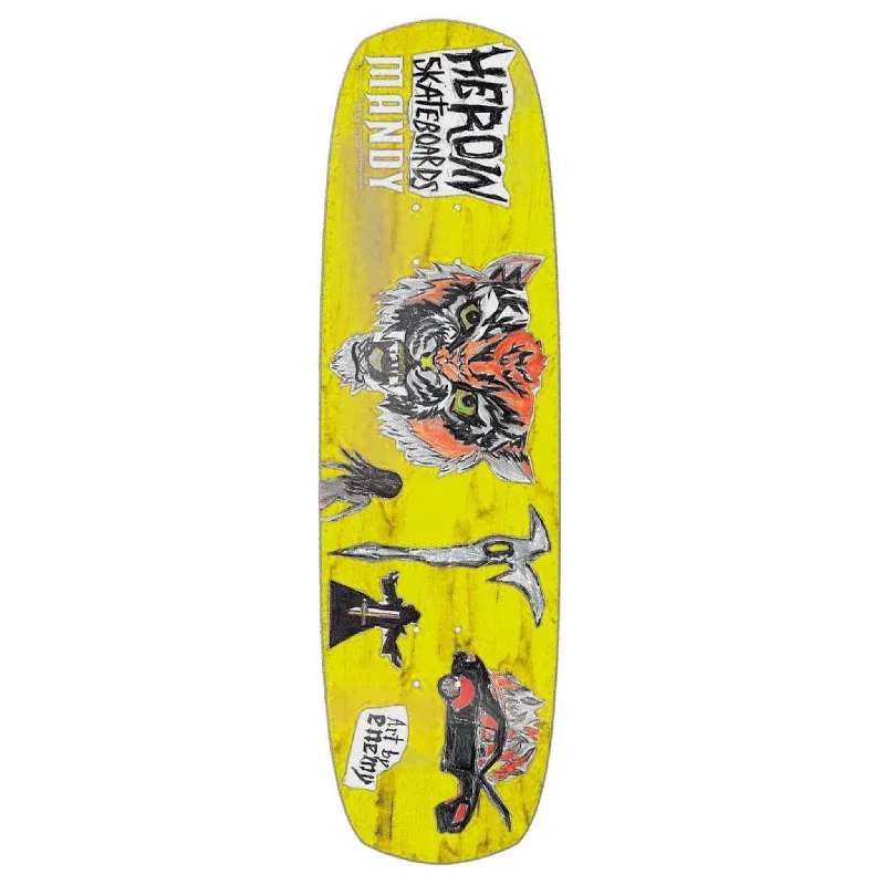 Heroin Skateboards Mandy x Enemy Symmetrical Skateboard Deck - 9.5 (Various Stains)