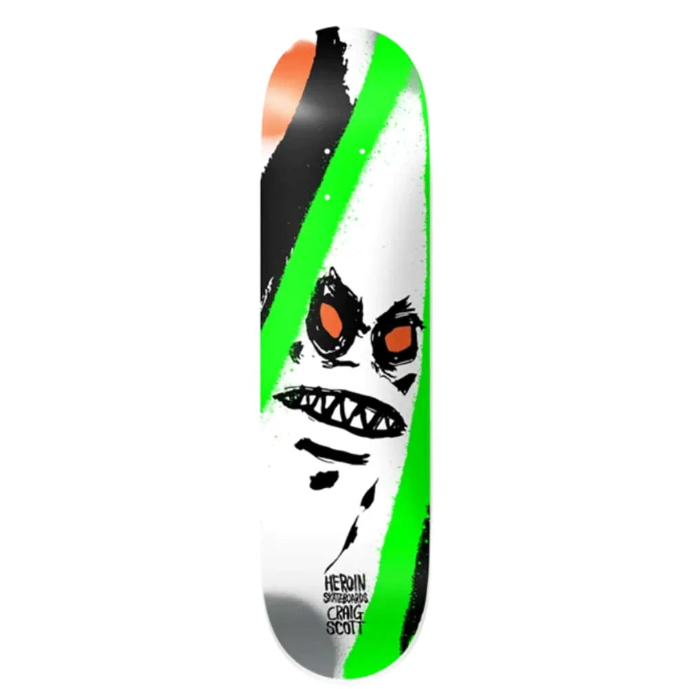 Heroin Skateboards Craig Questions Call Of The Wild Skateboard Deck - 9" (Dipped White)