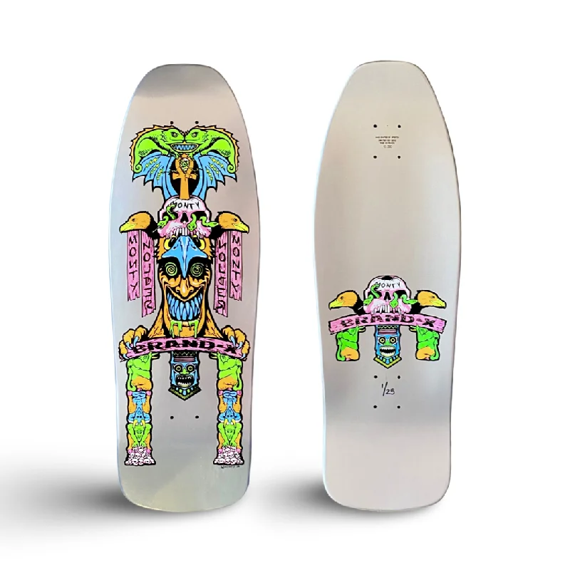 Monty Nolder TOTEM 10”x30.25” HAND PAINTED SILVER METALLIC Deck ULTRA LIMITED EDITION (1 of 25)