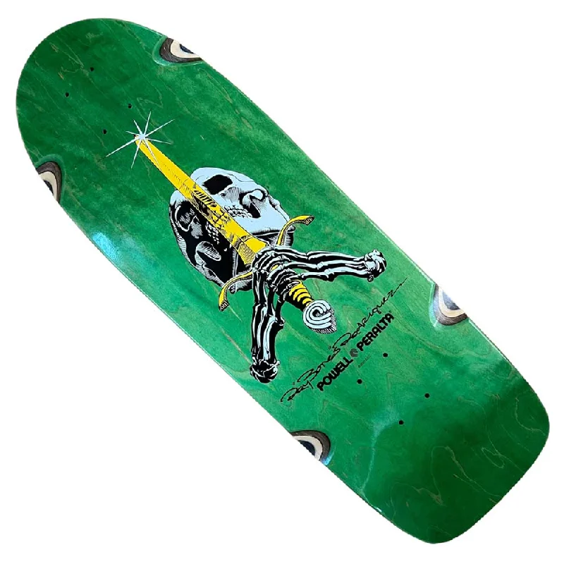 Powell Peralta Deck Ray Rodriguez Sword and Skull 10x30 Green Stain Shaped