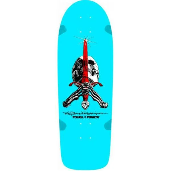 Powell Peralta Ray "Bones" Rodriguez Skull & Sword Reissue Deck 10" Light Blue