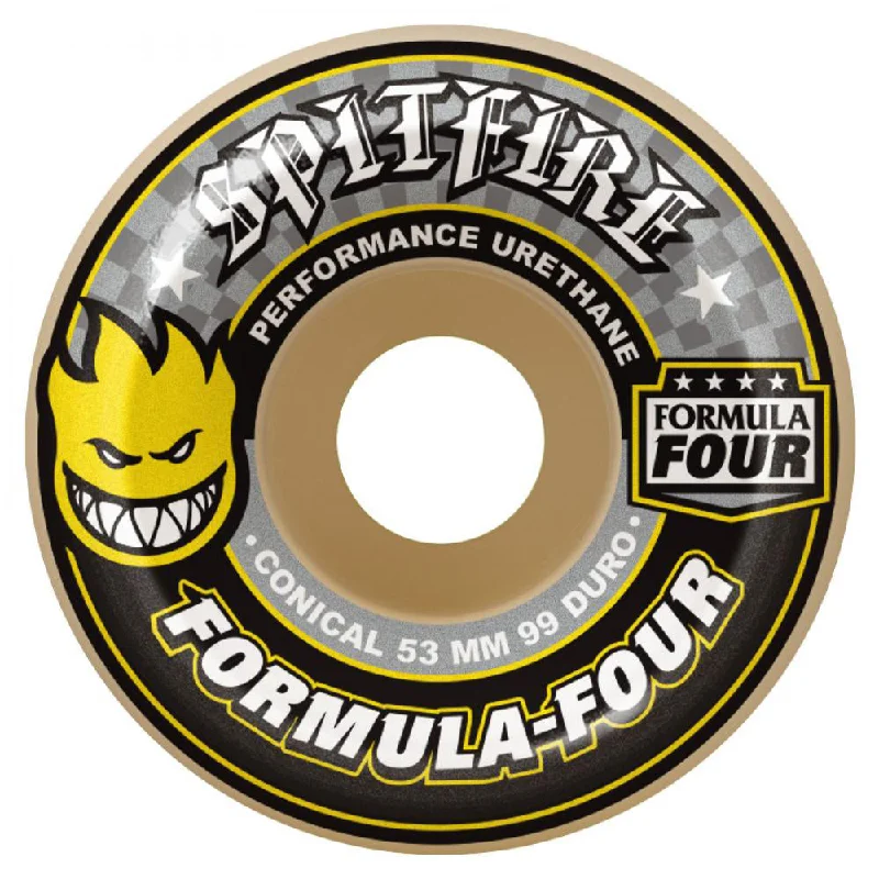 Spitfire Formula Four Conical 99DU Yellow Print Natural 52mm