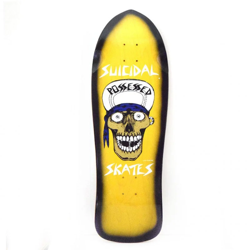 Suicidal Skates Punk Skull Reissue Skateboard Deck Yellow/Black Fade - 10.125 x 30.825